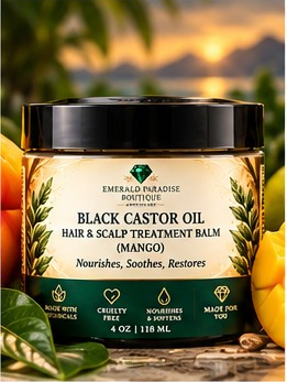 Black Castor Oil Soothing Hair & Scalp Treatment Balm(Mango) 4oz