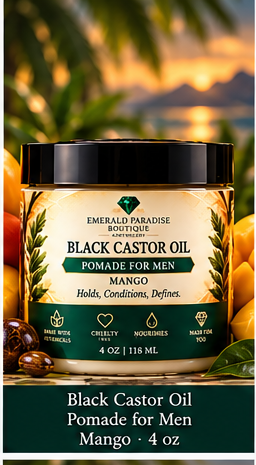 Emerald Paradise Boutique Black Castor Oil Pomade for Men Mango 4 oz