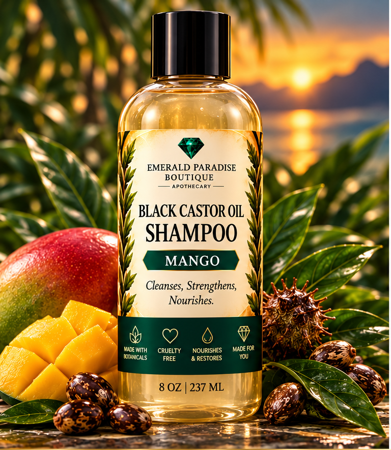 Emerald Paradise Boutique Black Castor Oil Shampoo Mango 8 oz